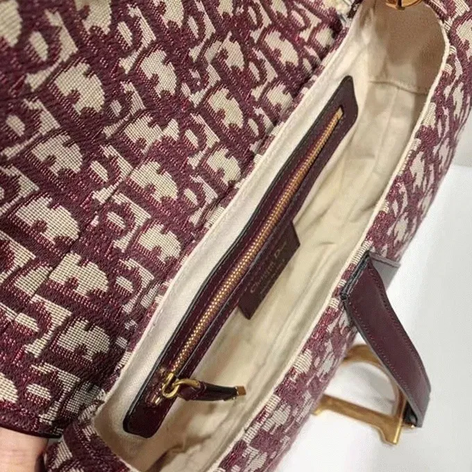 Dior Saddle Bag in Burgundy Dior Oblique Jacquard — image 9