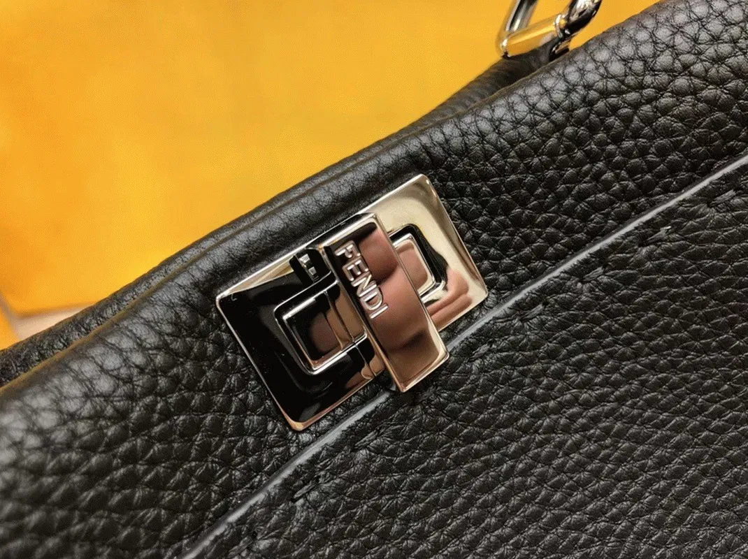 Top Quality Fendi Peekaboo Mini Selleria Bag In Black Romano Leather — image 5