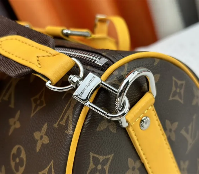 Louis Vuitton Monogram Macassar Canvas Keepall Bandouliere 35 In Safran Yellow — image 8