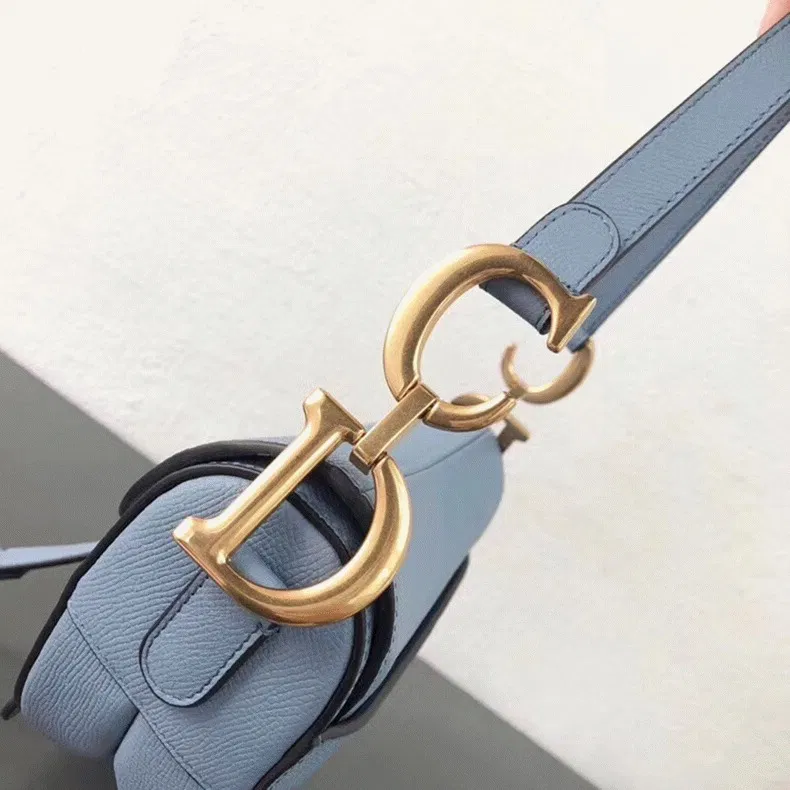 Dior Saddle Bag Knockoff in Sky Blue Grained Calfskin — image 5