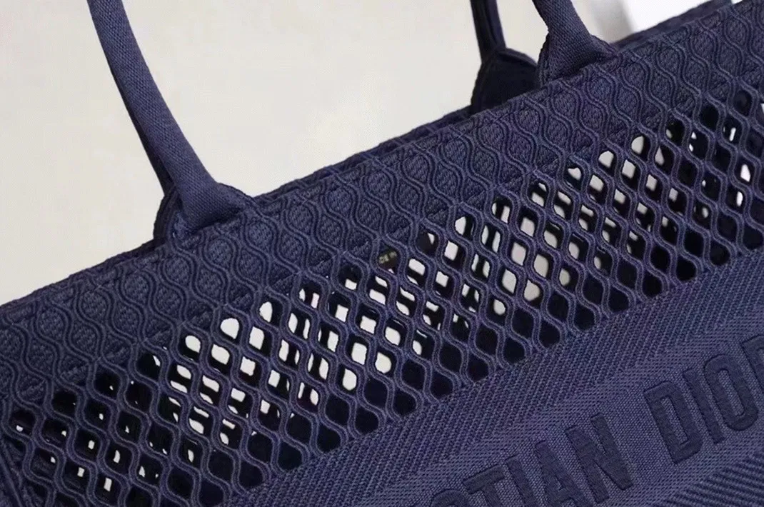 Dior Large Book Tote Bag in Blue Mesh Embroidery — image 3