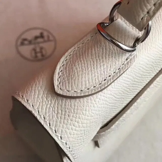 White Epsom Knockoff Hermes Kelly Sellier 28cm Structured Handbag — image 2