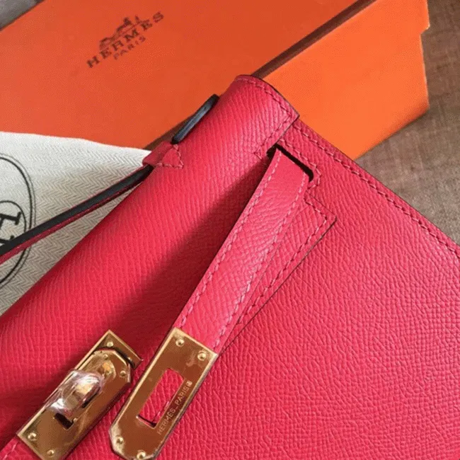 Hermes Red Epsom Designer Kelly Pochette Classic Purse — image 3