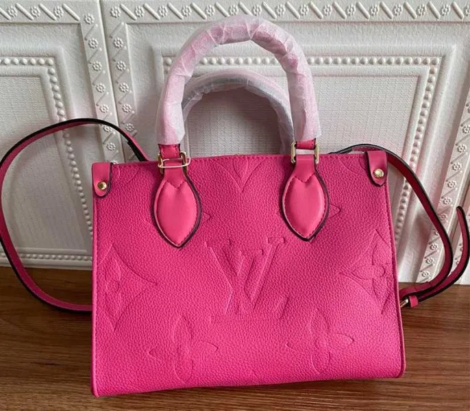 Louis Vuitton Monogram Empreinte Leather Onthego PM Bag In Freesia Pink — image 3