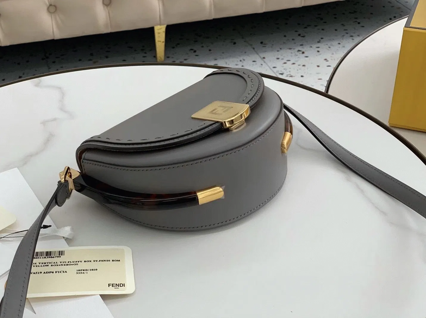 Top Quality Fendi Moonlight Saddle Bag In Grey Calfskin — image 6