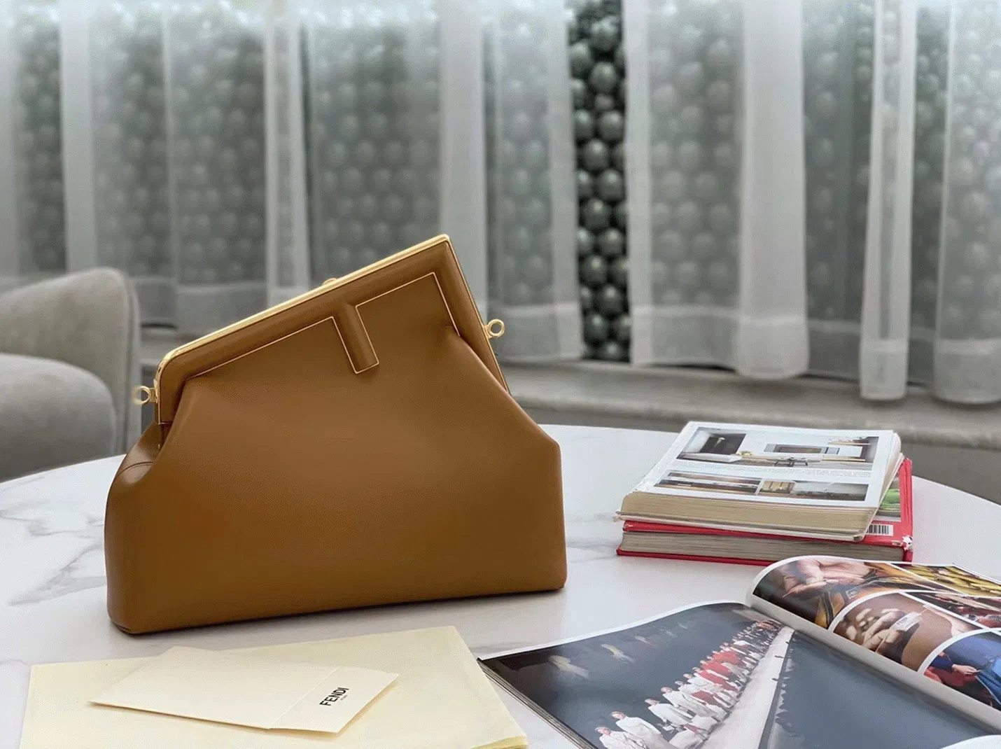 Top Quality Fendi First Medium Bag In Brown Nappa Leather — image 8