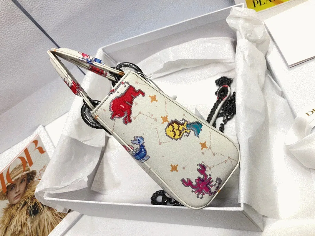 Dior Lady Dior Mini Bag in White Calfskin with Pixel Zodiac Print — image 7