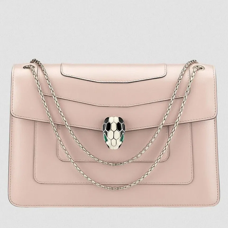 Bvlgari Serpenti Forever Large Shoulder Bag Beige Calfskin