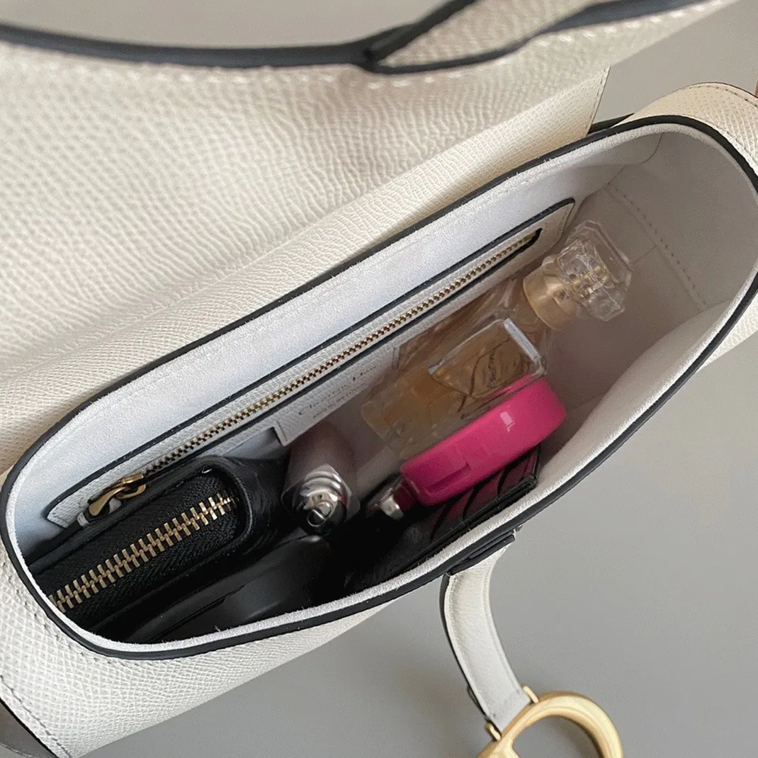 Dior Saddle Bag with Strap in White Grained Calfskin — image 9