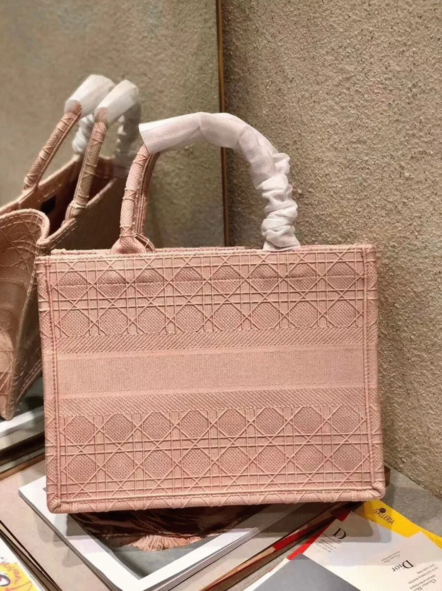Dior Medium Book Tote Bag Knockoff in Pink Cannage Embroidered Canvas — image 4