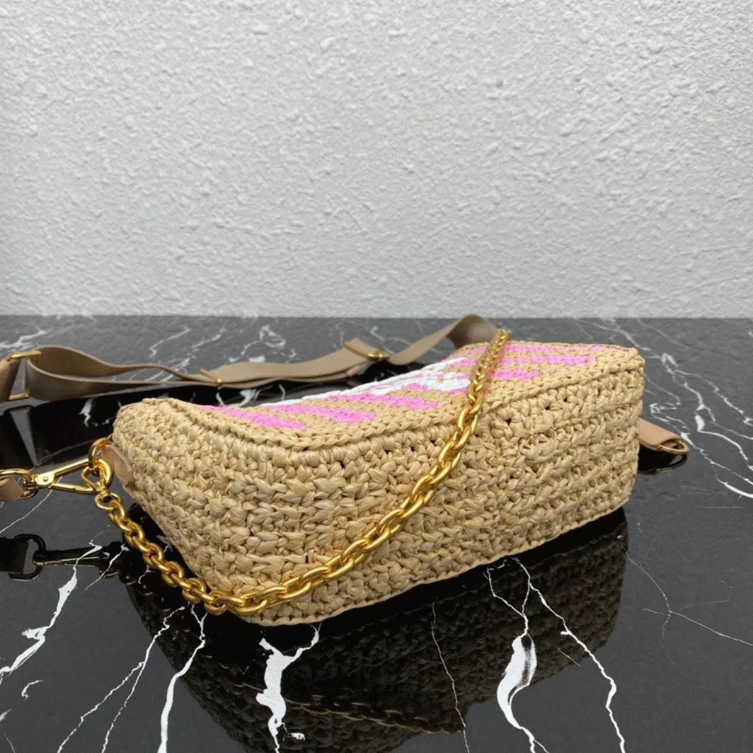 Prada Re-Edition Bag Knockoff in Beige and Pink Stripe — image 9