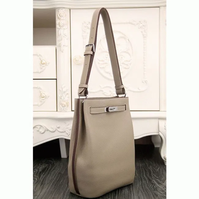 Grey Leather Hermes So Kelly 22cm Soft Leather Shoulder Bag — image 4