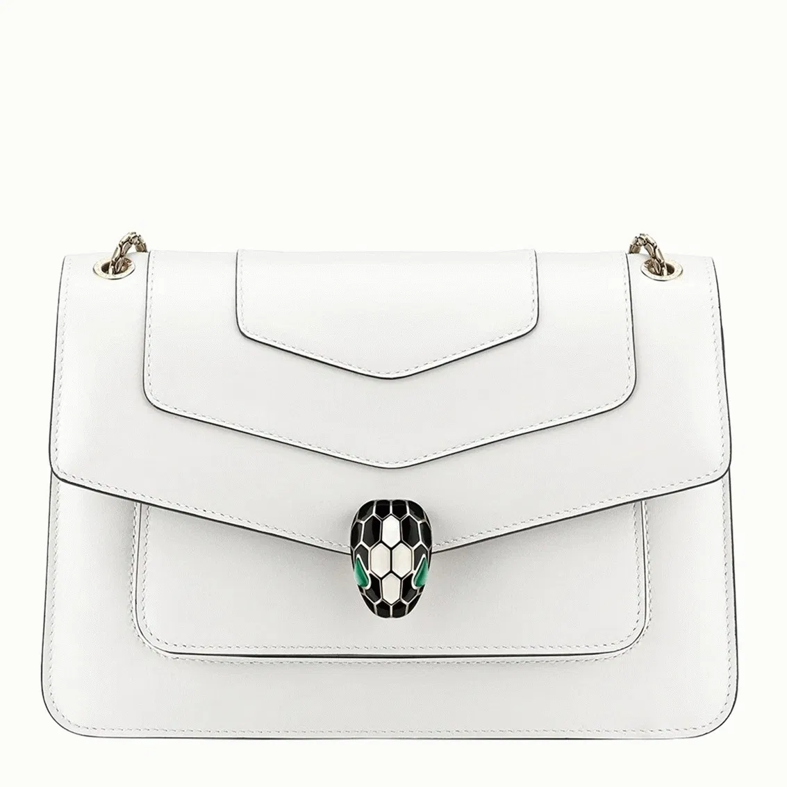 Bvlgari Serpenti Forever Medium Shoulder Bag White Calfskin