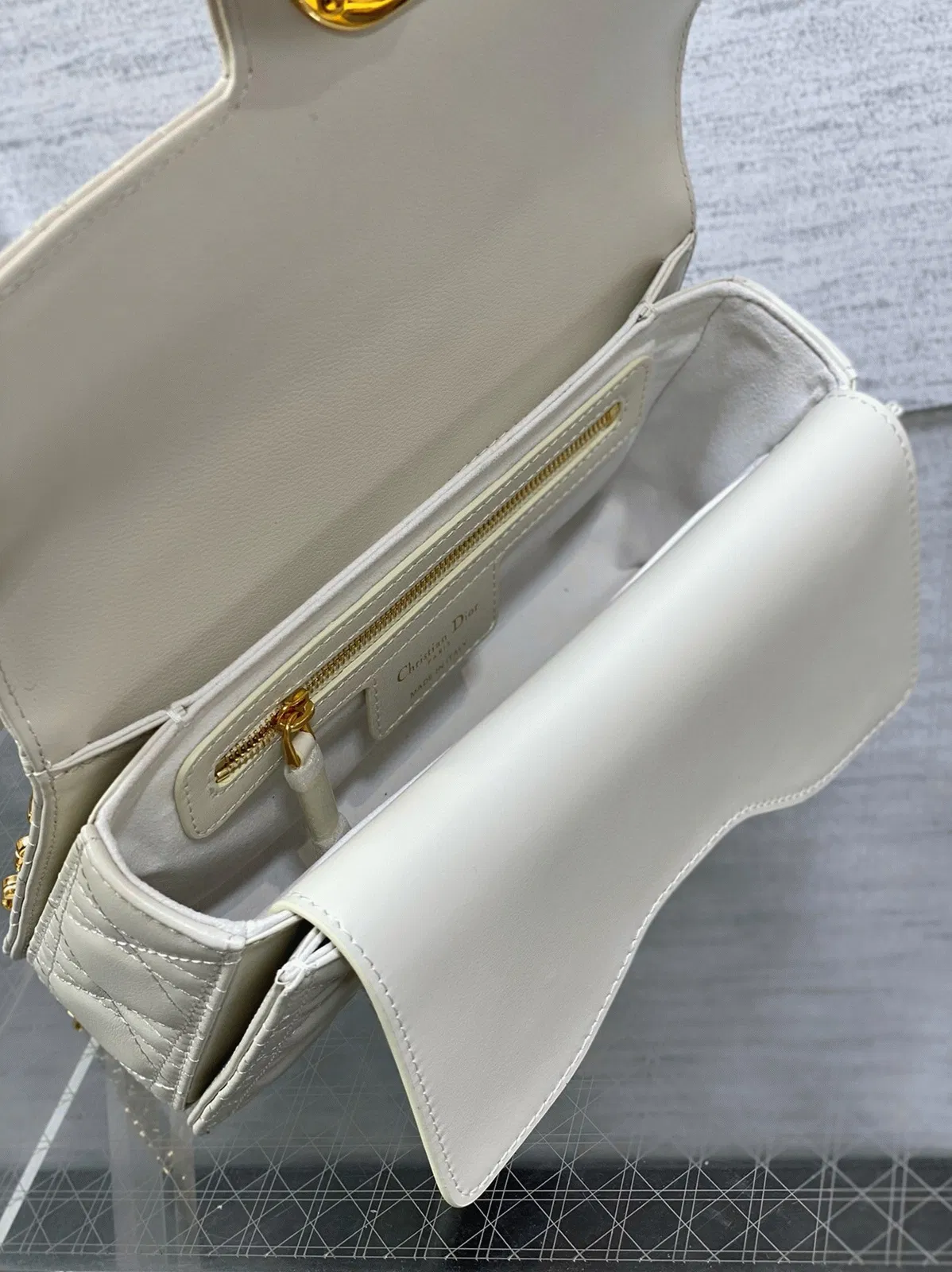 Dior Small Jolie Top Handle Bag in White Cannage Calfskin — image 6