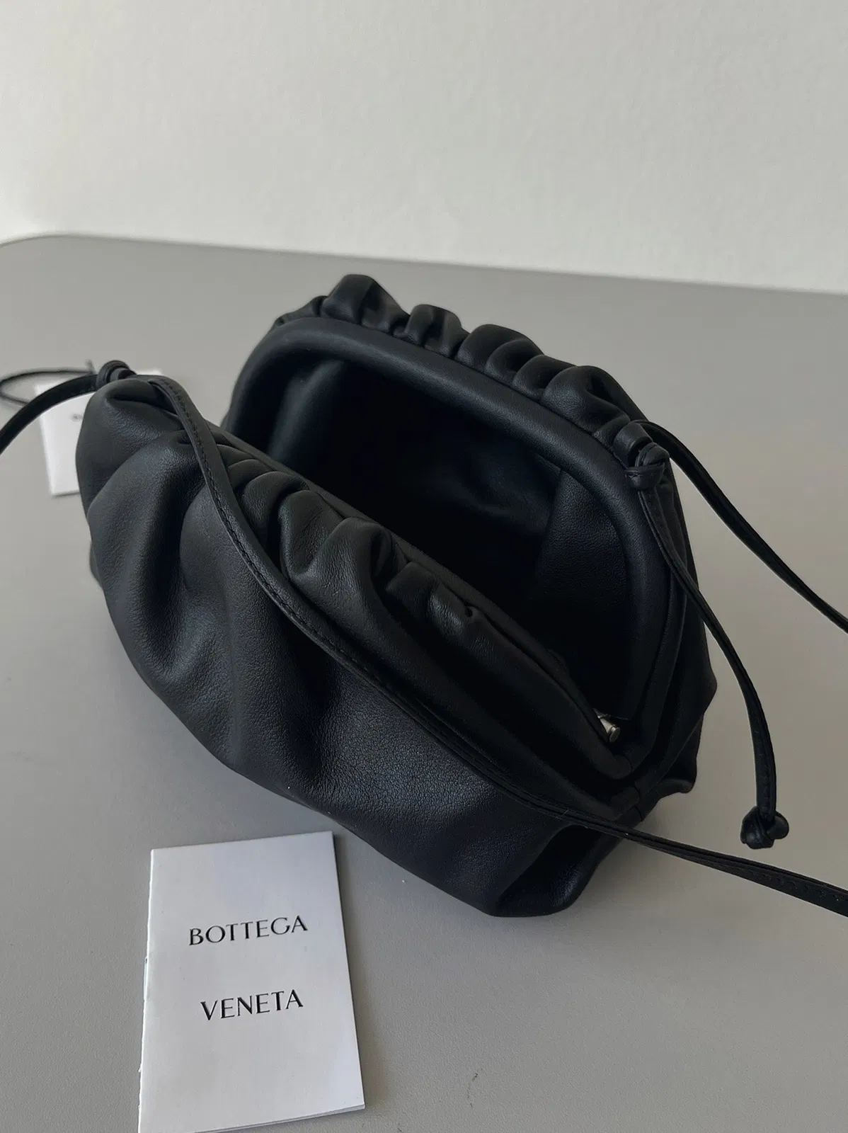 Knockoff Bottega Veneta Mini Pouch with Strap Black — image 2