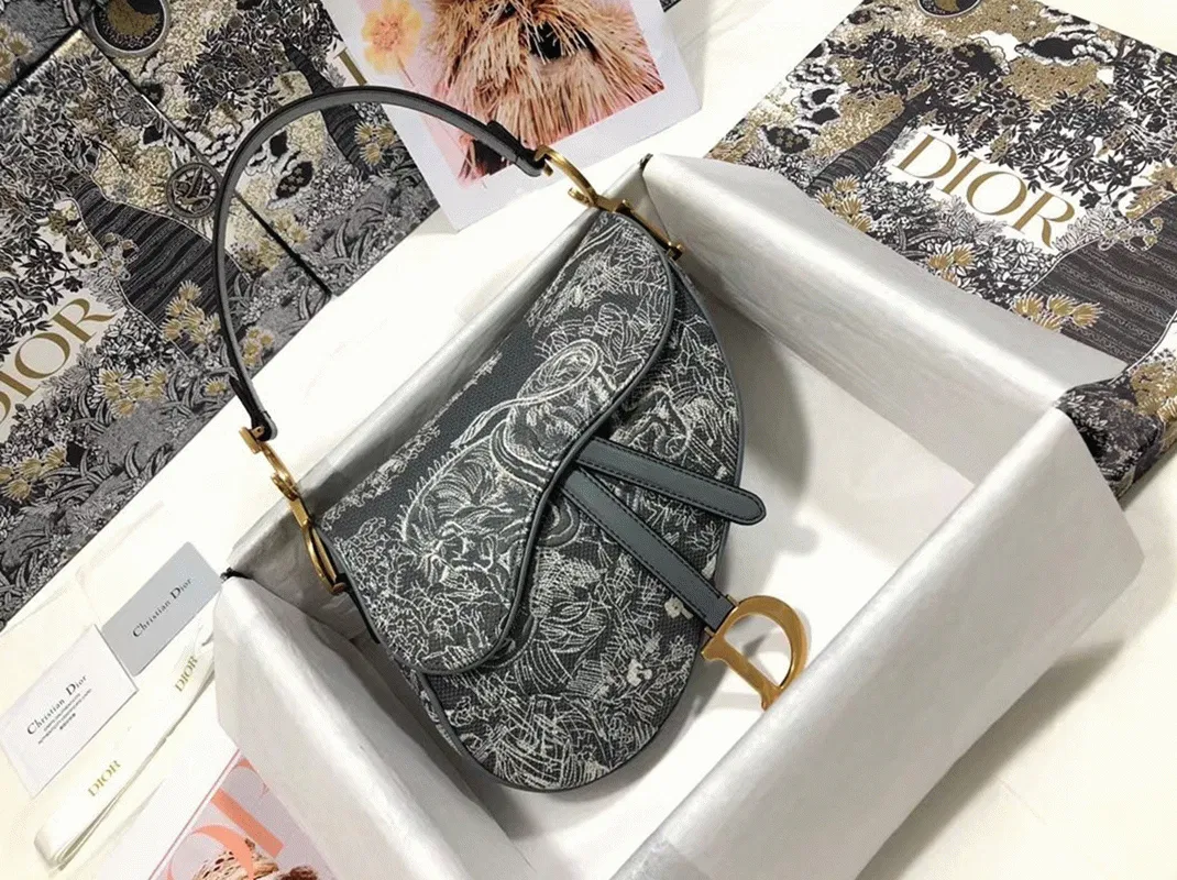 Dior Saddle Bag in Grey Toile de Jouy Reverse Jacquard — image 6