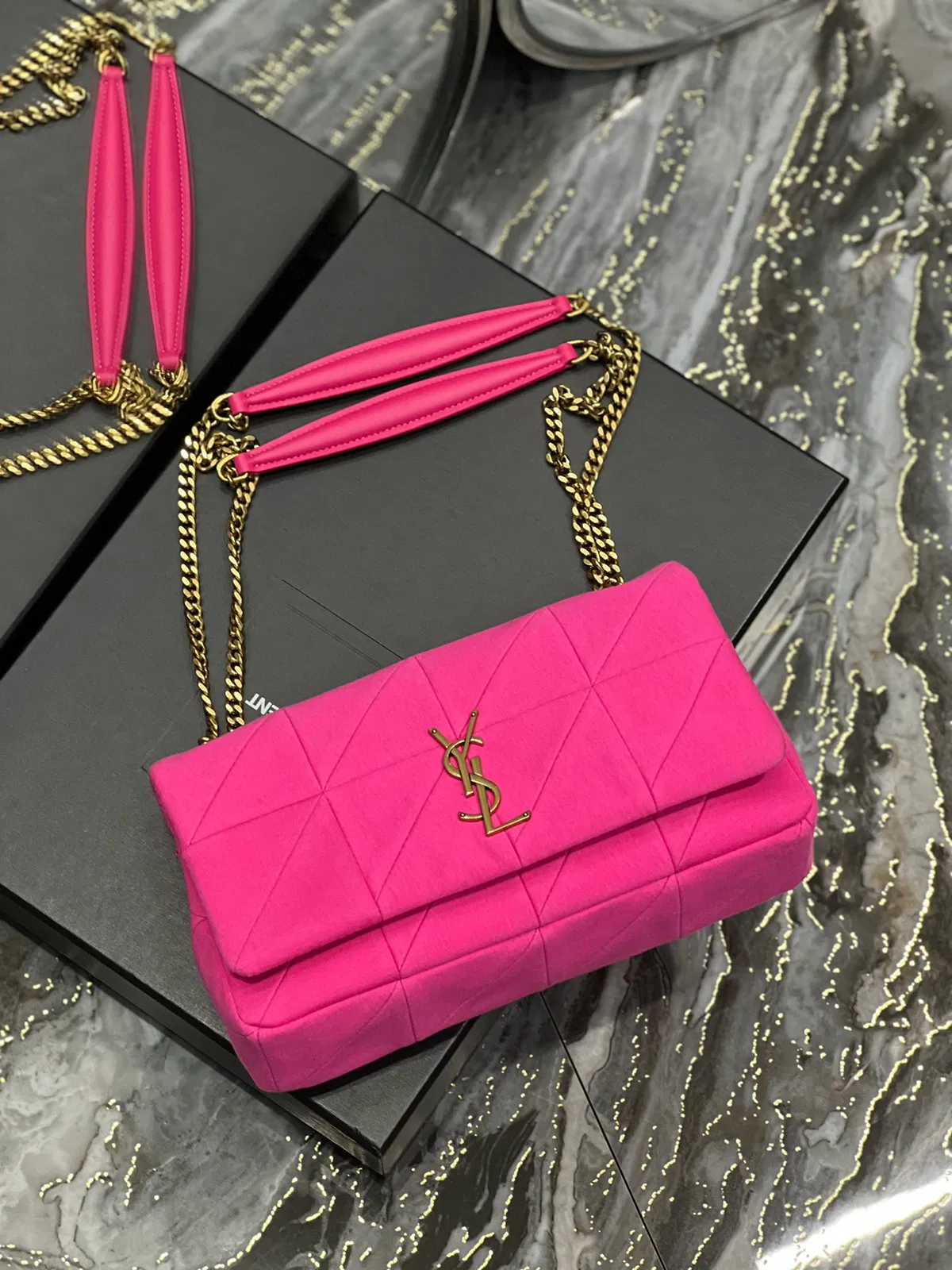 JAMIE MEDIUM CHAIN BAG “CARRÉ RIVE GAUCHE” IN LAMBSKIN AND SUEDE — image 6