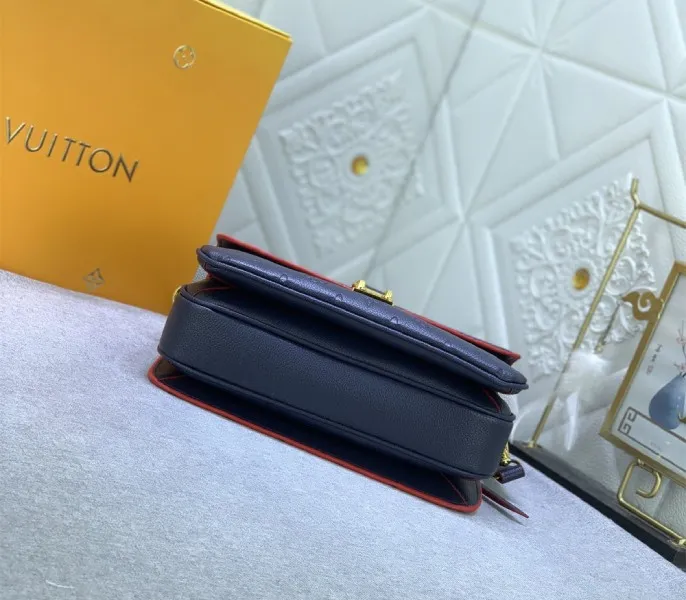 LV Monogram Empreinte Leather Metis In Navy Blue And Red — image 4