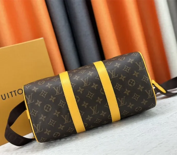 Louis Vuitton Monogram Macassar Canvas Keepall Bandouliere 35 In Safran Yellow — image 5