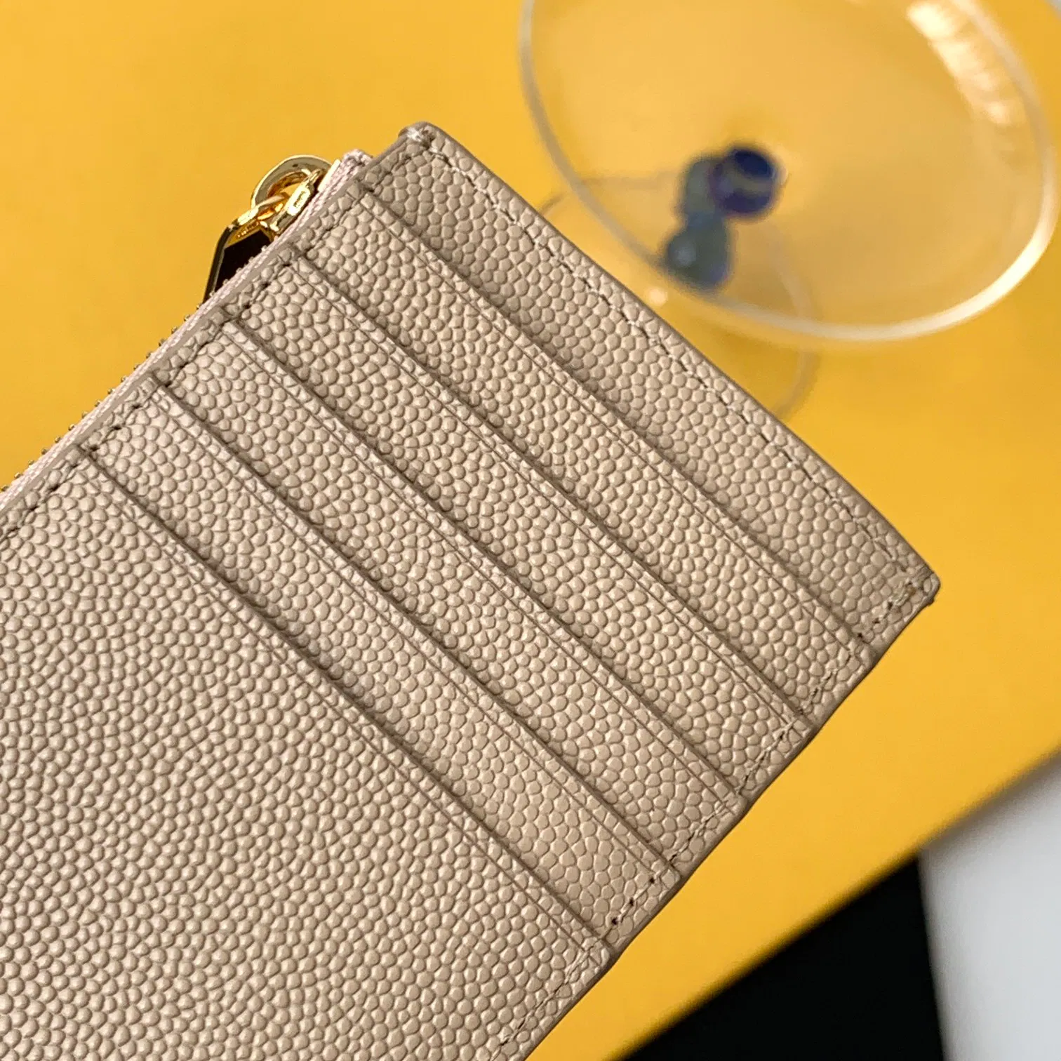 CASSANDRE MATELASSÉ ZIPPED FRAGMENTS CARD CASE IN GRAIN DE POUDRE EMBOSSED LEATHER — image 8
