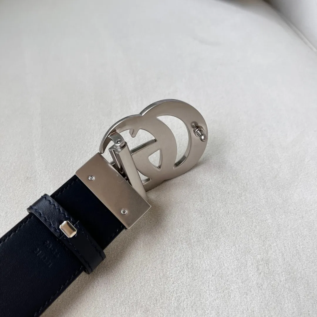 WIDE LEATHER BELT WITH DOUBLE G BUCKLE — image 6