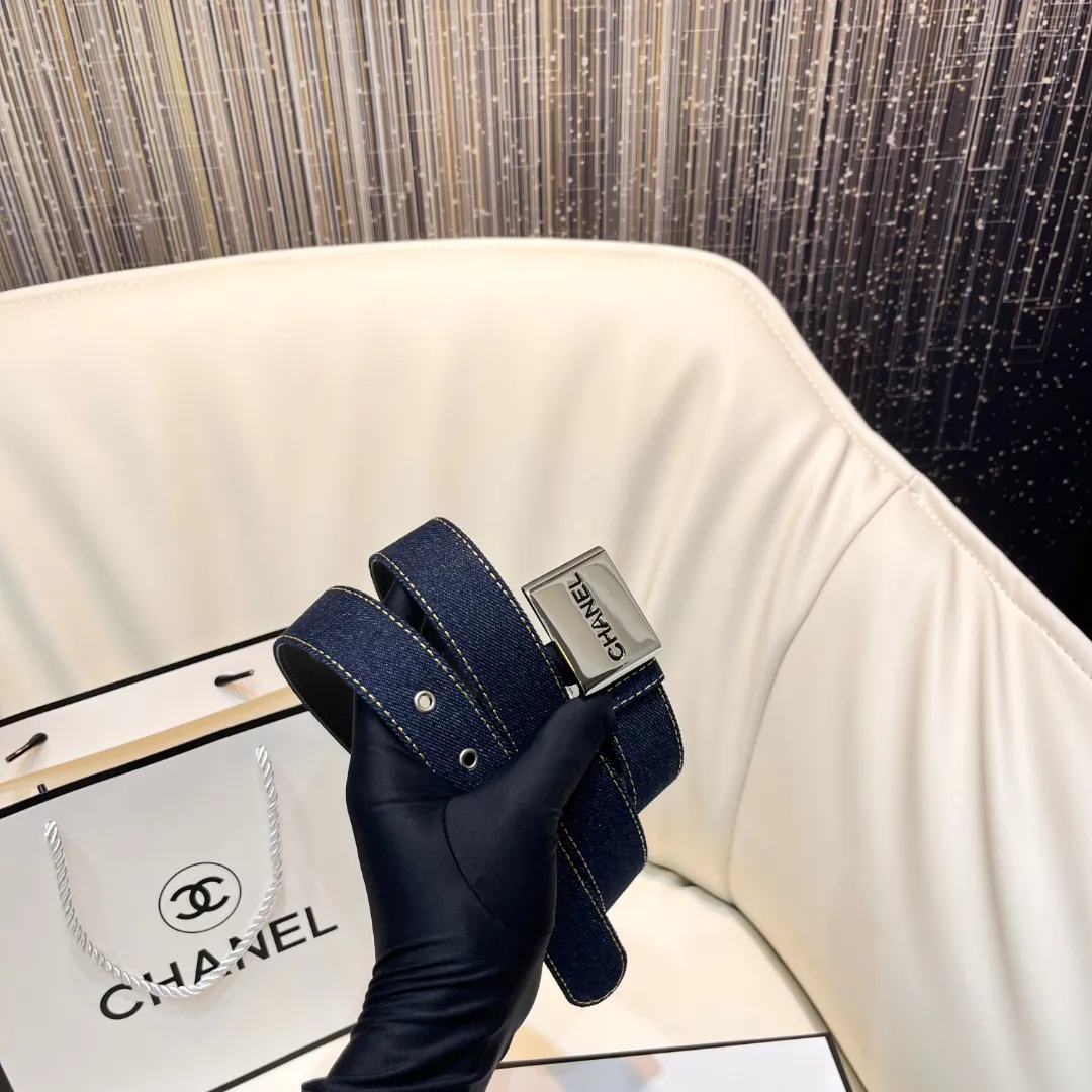 CHANEL Pre-Owned 1990s CC Turn-lock denim belt — image 7