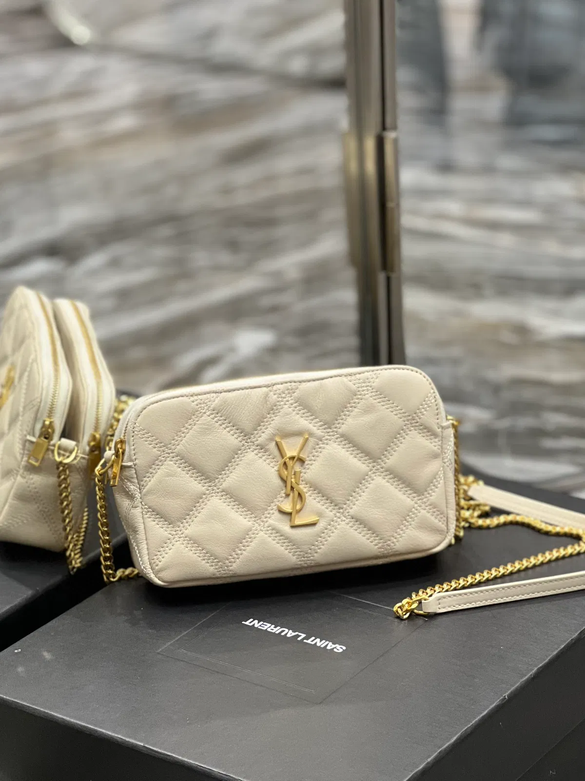 Saint Laurent BECKY double-zip pouch in quilted lambskin — image 2