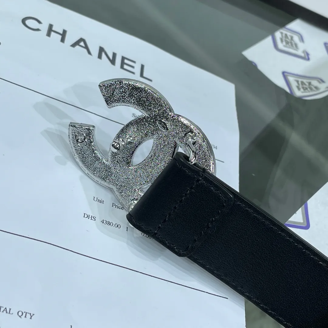 Chanel Red Patent Leather CC Logo Belt — image 3