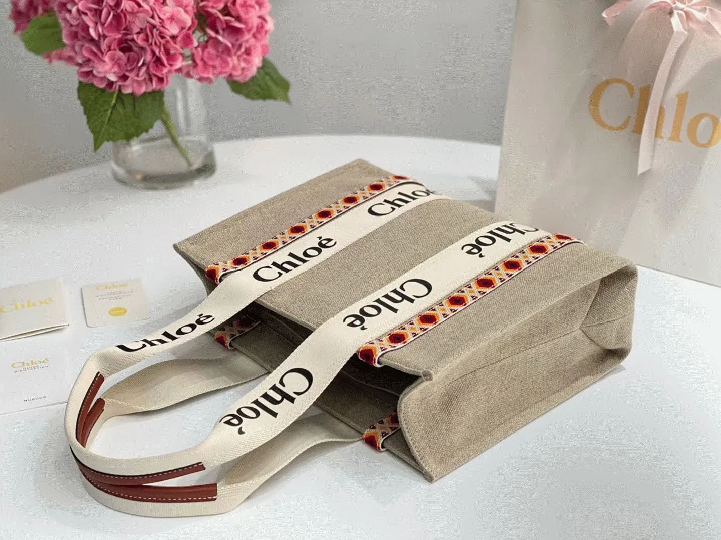 Top Quality Replica Chloe Medium Woody Tote Bag with Hand-embroidered — image 10