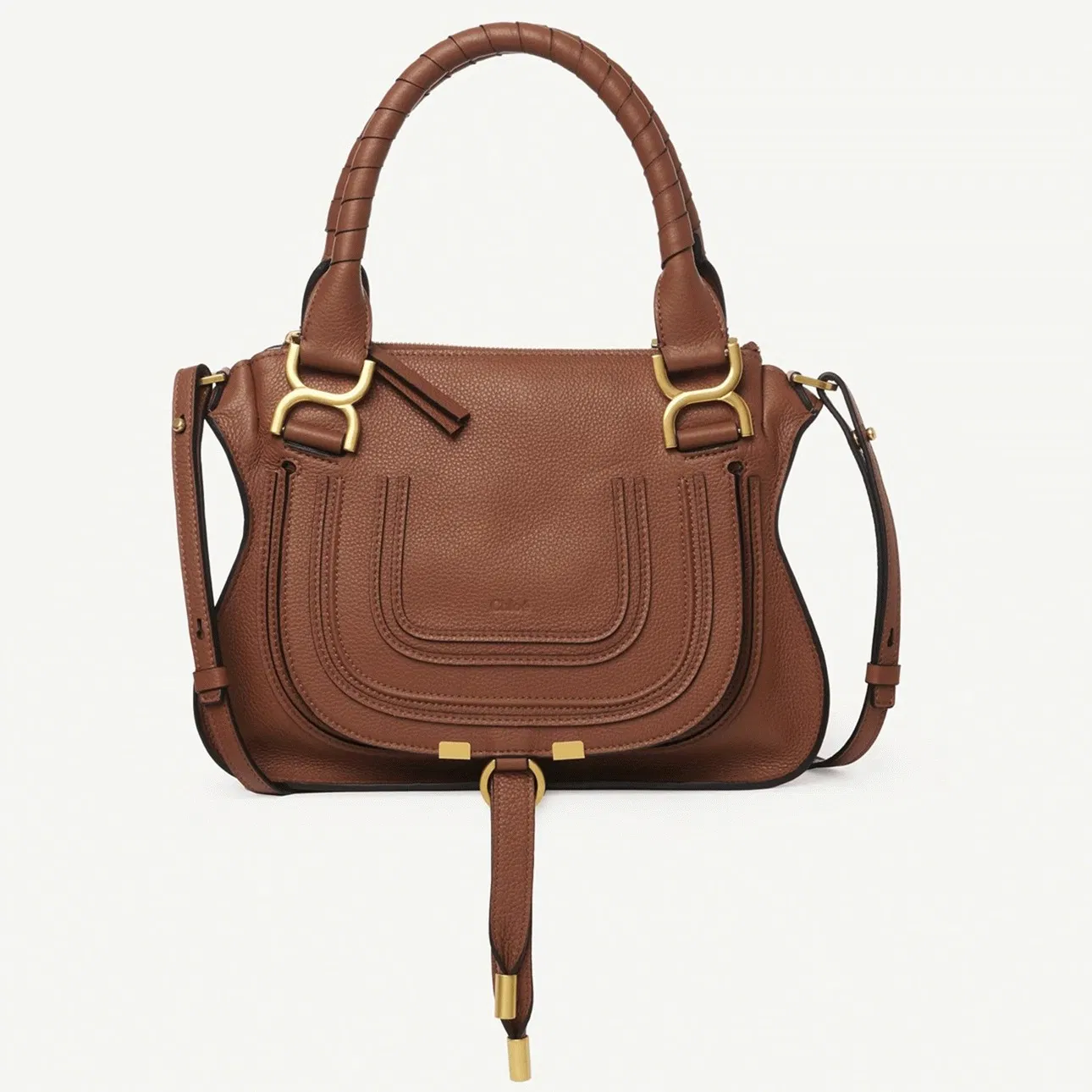 Top Quality Replica Chloe Marcie Small Double Carry Bag in Blue Grained Leather
