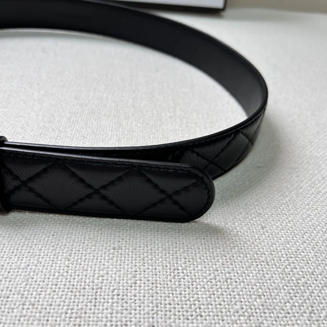 Chanel Gold Chain &amp; Black Quilted Leather CC Belt — image 8