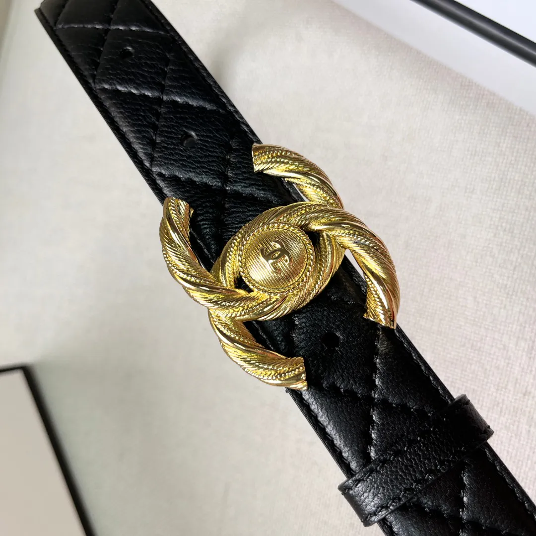 Chanel Gold Chain &amp; Black Quilted Leather CC Belt — image 2