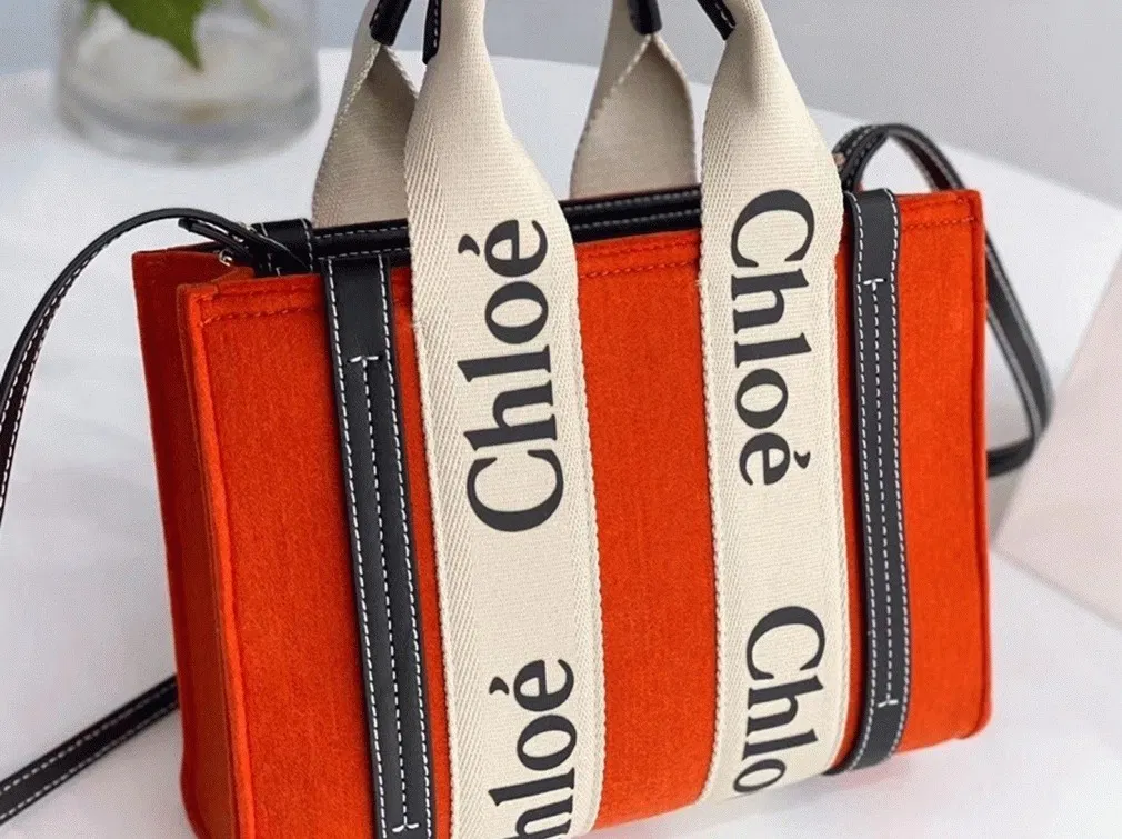 Top Quality Replica Chloe Small Woody Tote Bag In Orange Felt — image 6