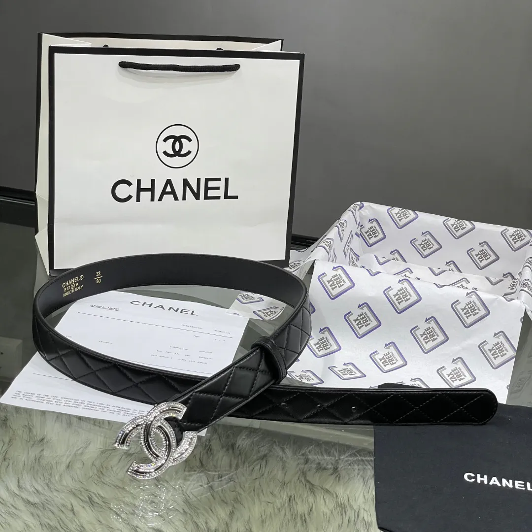Chanel Red Patent Leather CC Logo Belt — image 2