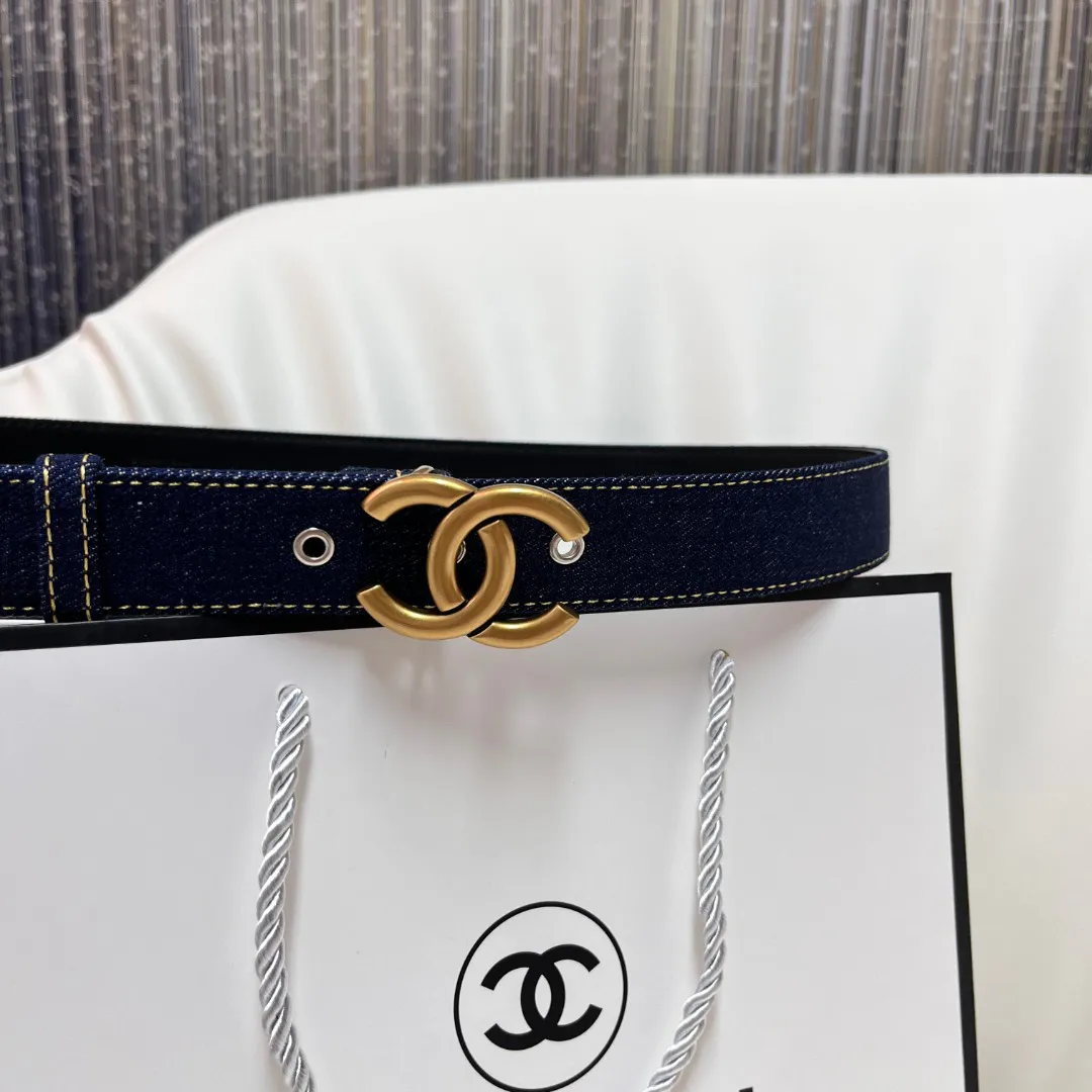 CHANEL Pre-Owned 1990s CC Turn-lock denim belt — image 2