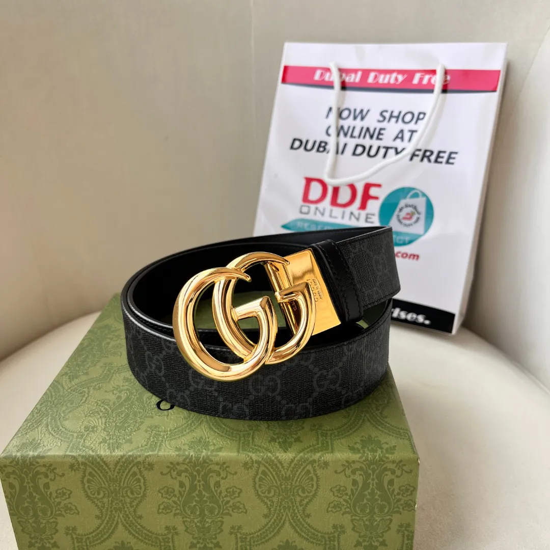 WIDE LEATHER BELT WITH DOUBLE G BUCKLE — image 5
