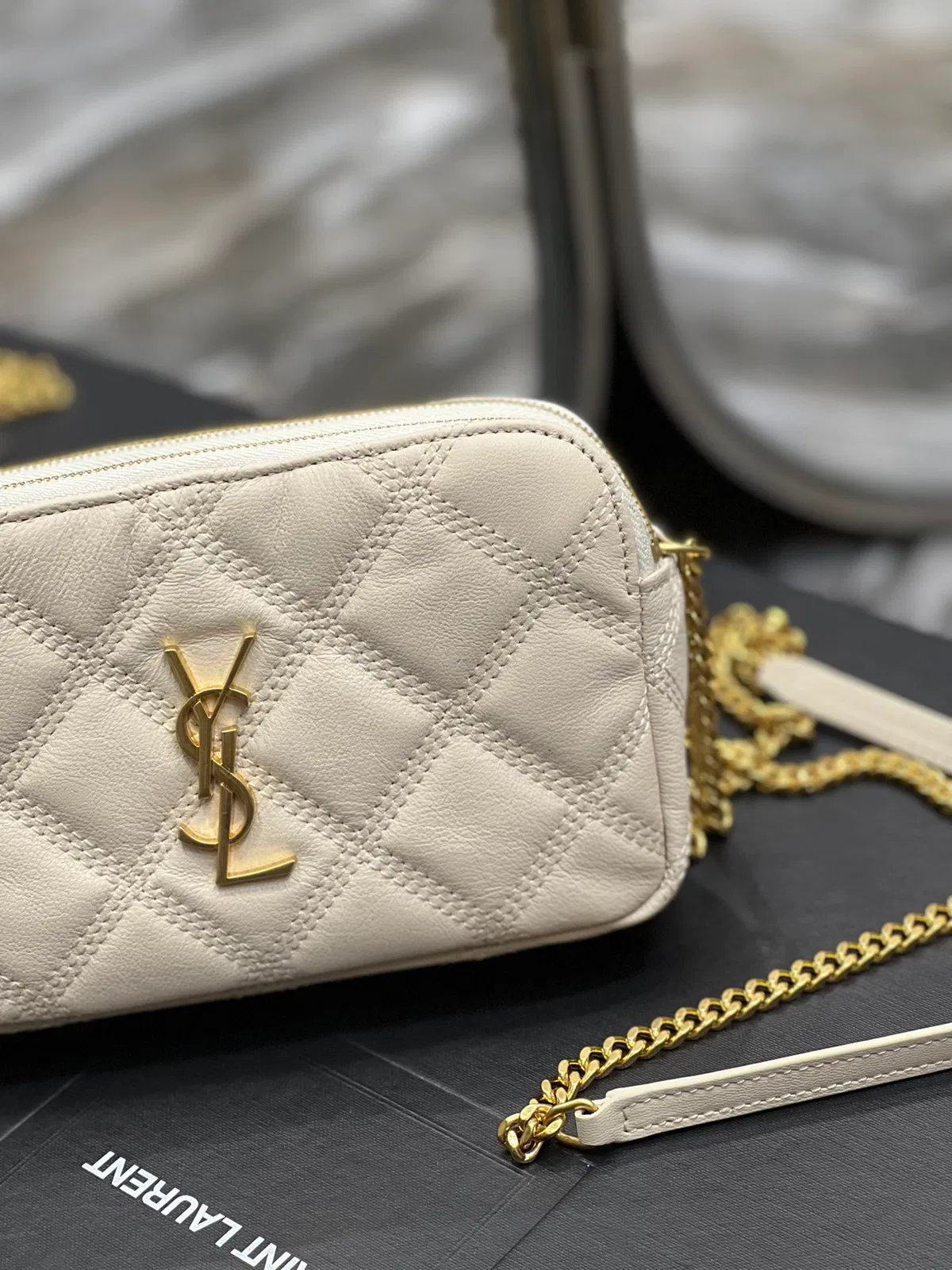 Saint Laurent BECKY double-zip pouch in quilted lambskin — image 9