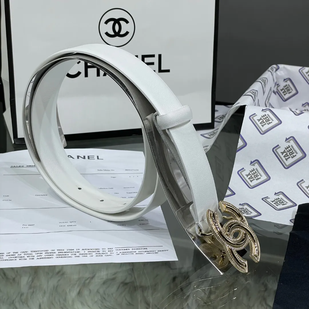 Chanel Red Patent Leather CC Logo Belt — image 3