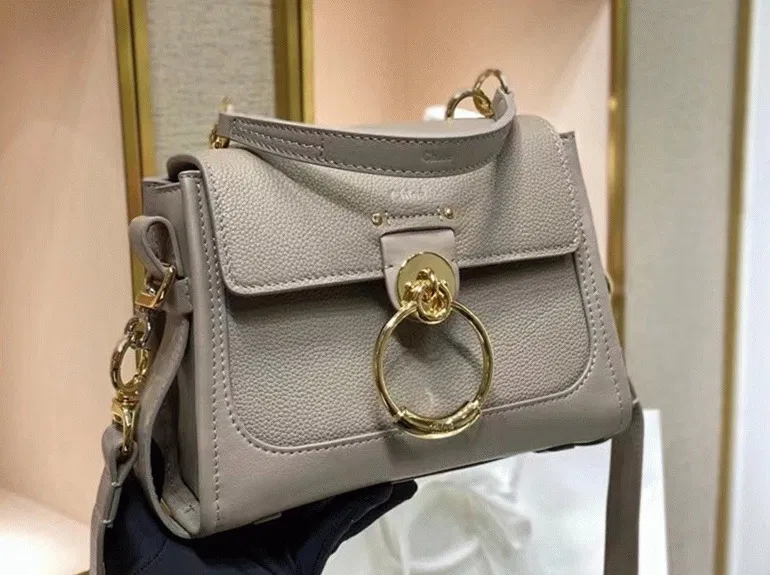 Top Quality Fake Chloe Mini Tess Day Bag In Grey Grained Leather — image 8