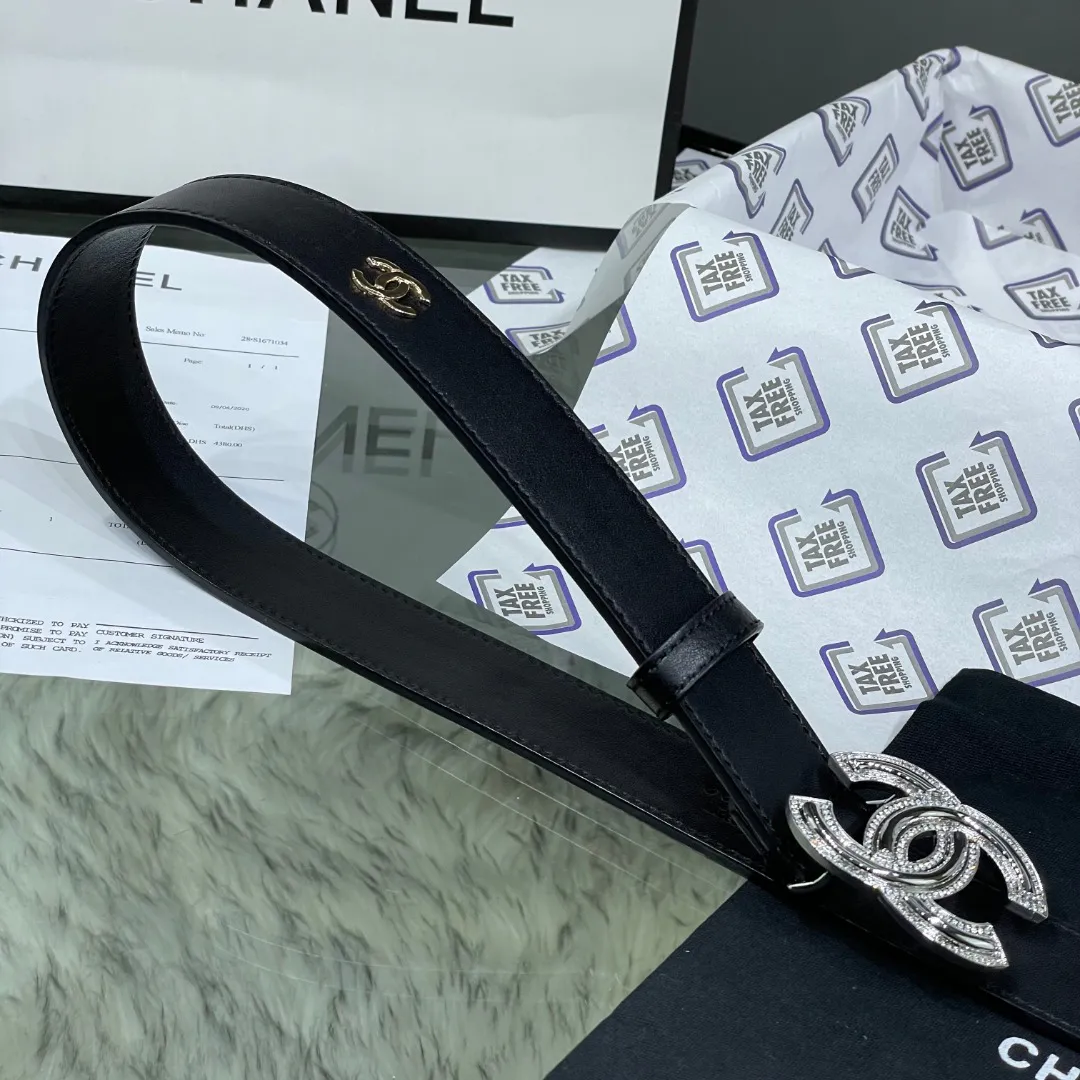 Chanel Red Patent Leather CC Logo Belt — image 4