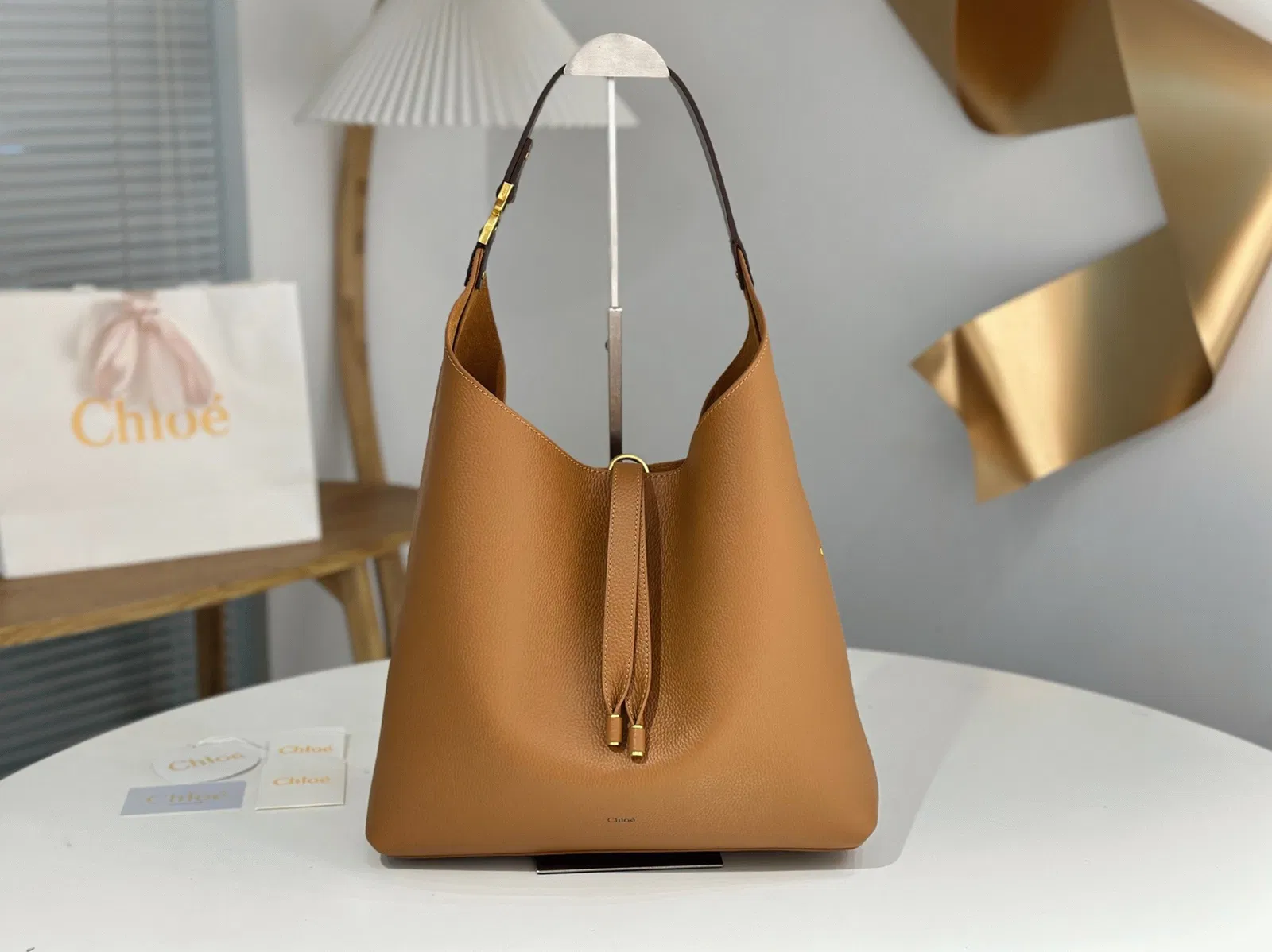 Top Quality Fake Chloe Marcie Hobo Bag in Brown Grained Leather — image 2