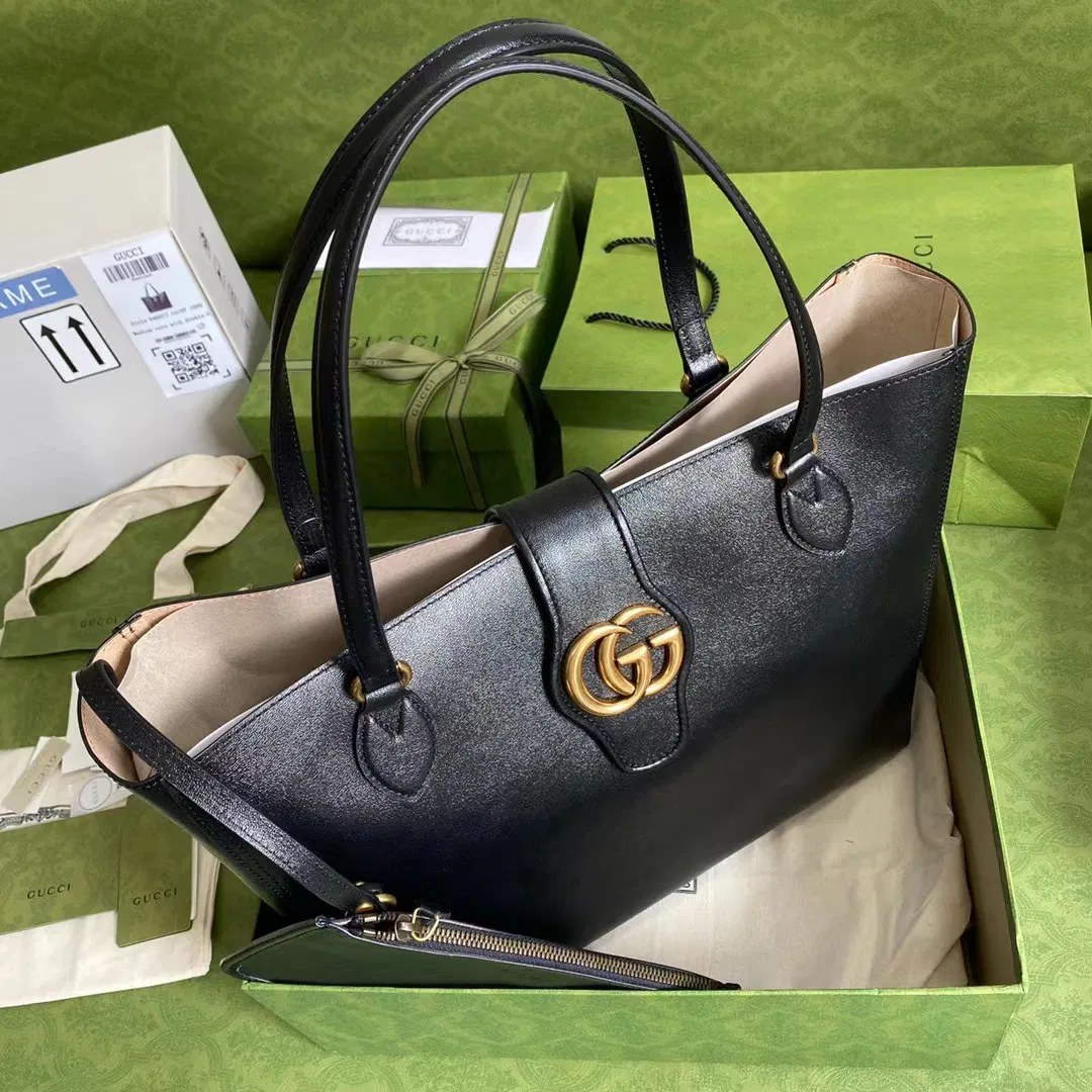 Small Double G leather tote — image 4
