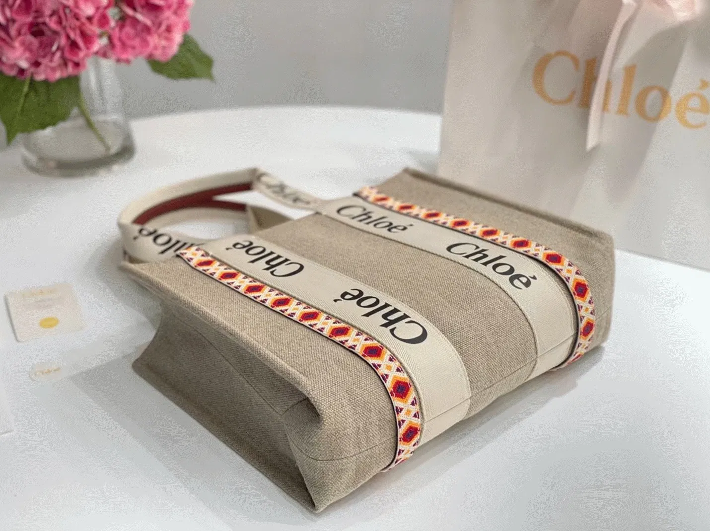 Top Quality Replica Chloe Medium Woody Tote Bag with Hand-embroidered — image 6
