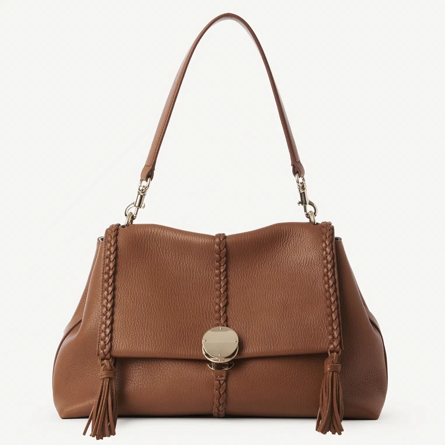 Top Quality Fake Chloe Penelope Medium Shoulder Bag in Brown Grained Calfskin