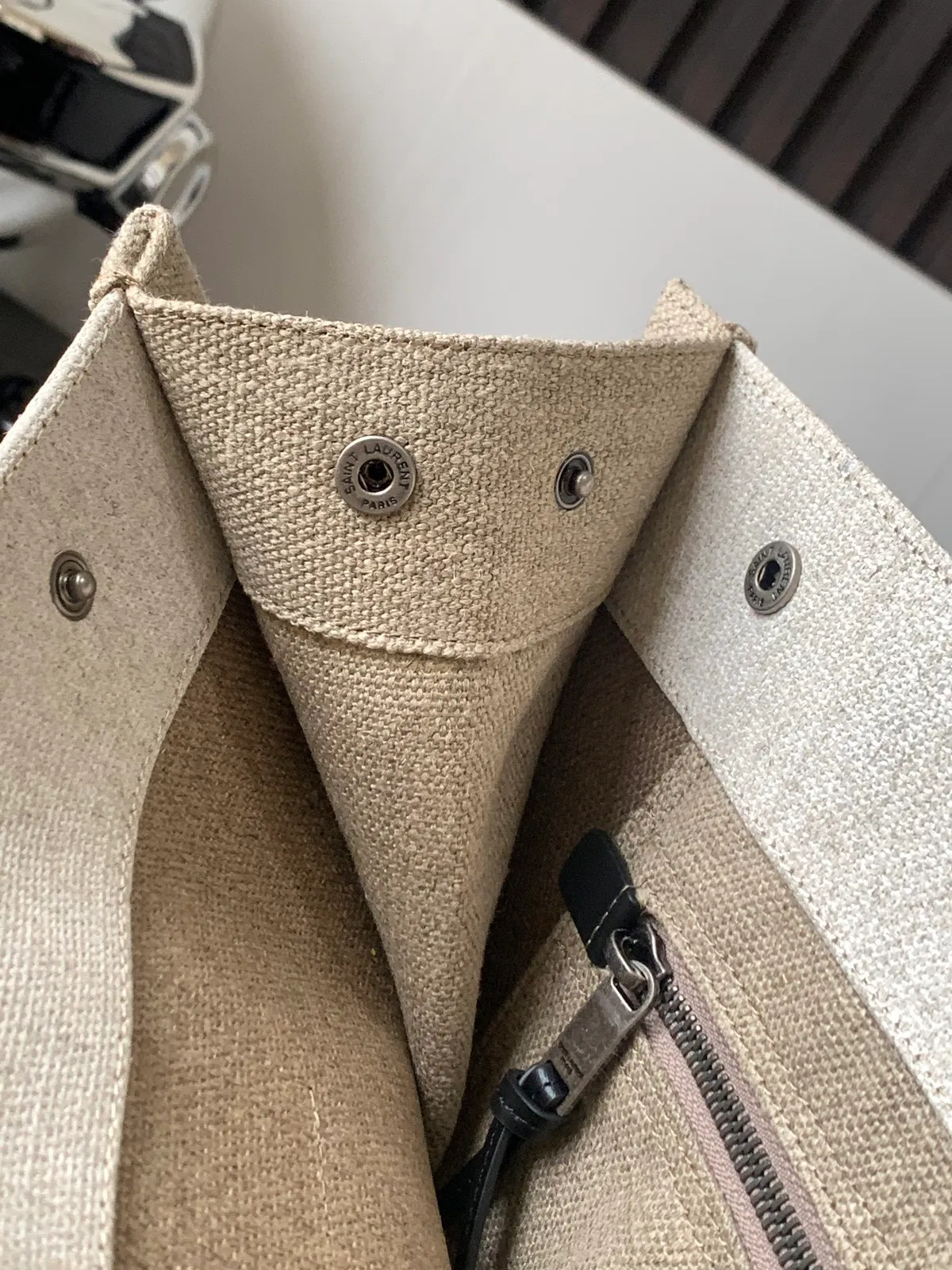RIVE GAUCHE LARGE TOTE BAG IN PRINTED CANVAS AND LEATHER — image 3