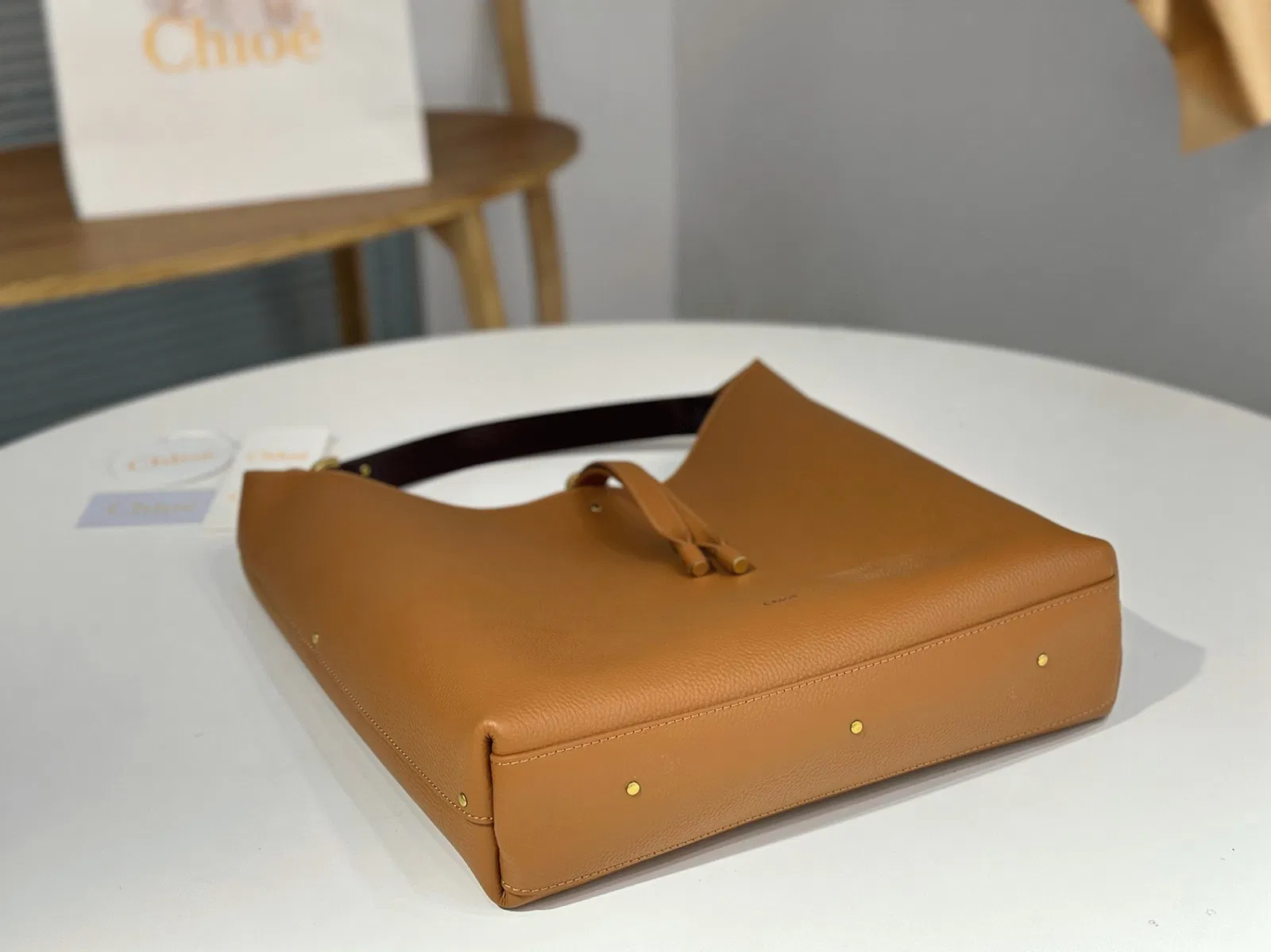 Top Quality Fake Chloe Marcie Hobo Bag in Brown Grained Leather — image 8
