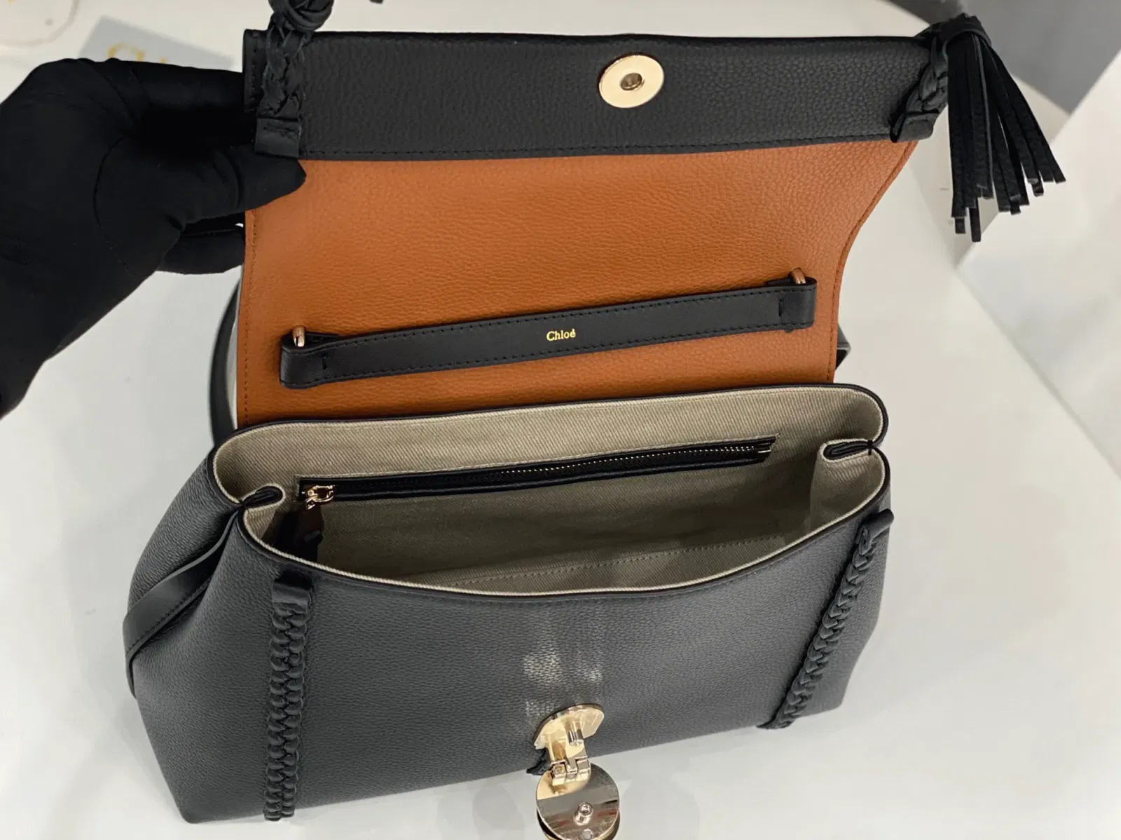 Top Quality Knockoff Chloe Penelope Medium Shoulder Bag in Black Grained Calfskin — image 3
