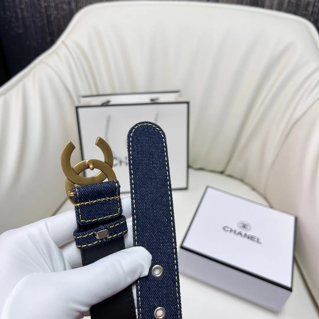 CHANEL Pre-Owned 1990s CC Turn-lock denim belt — image 8