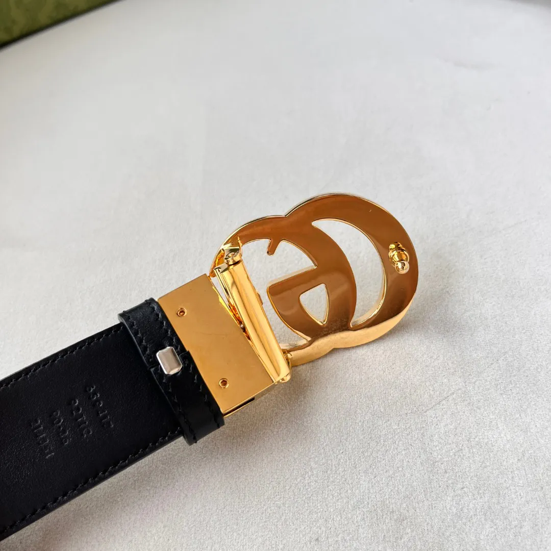 WIDE LEATHER BELT WITH DOUBLE G BUCKLE — image 6