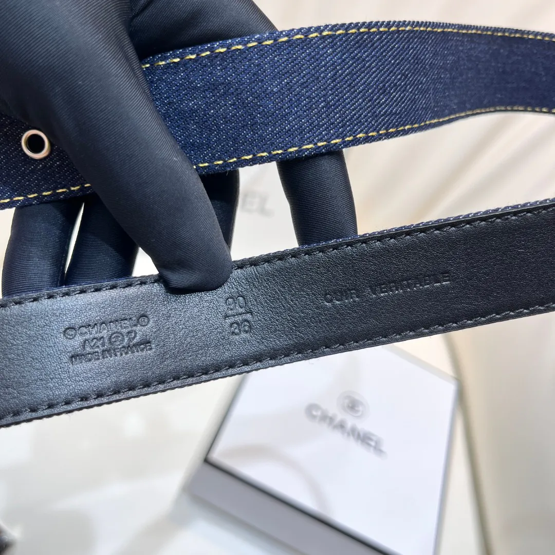CHANEL Pre-Owned 1990s CC Turn-lock denim belt — image 4